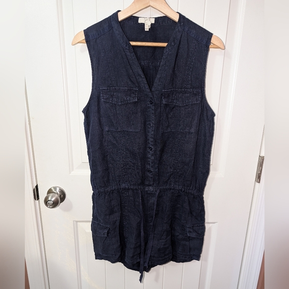 Joie Linen V Neck Jumper Women's XSmall Navy - Picture 1 of 7
